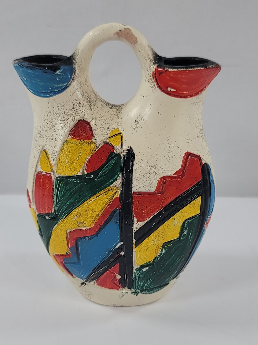 Vintage Native American Pottery Double Spout Wedding Vase Southwest 5 inch